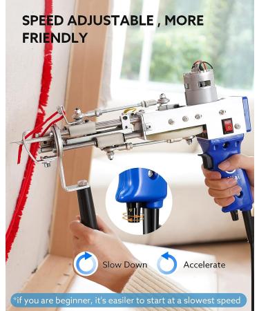 Riiai 2-in-1 Rug Tufting Gun Machine with Starter Kit - AK-III, Speed Adjustment, 360 Handle - Blue | Perfect for Beginners in Rug Making - Buy Online on GoSupps.com
