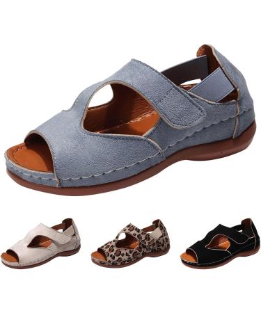 Buy XTZYGLFD Women's Summer Sandals - Fashionable Breathable Leopard Pattern Open Toe Thick Sole Lightweight Hook Loop - Size 6 UK - Buy Online on GoSupps.com