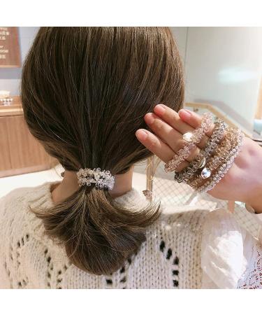 KuuGuu Crystal Pearl Hair Ties - 5 PCS Elastic Hair Bands for Women and Girls - Buy Online on GoSupps.com