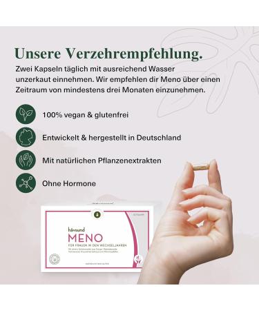 H vsund Meno Menopause Capsules | Vegan Vitamins for Menopause | 60 Laboratory-Tested Tablets with M nchspfeffer & Yams Root - Buy Online on GoSupps.com