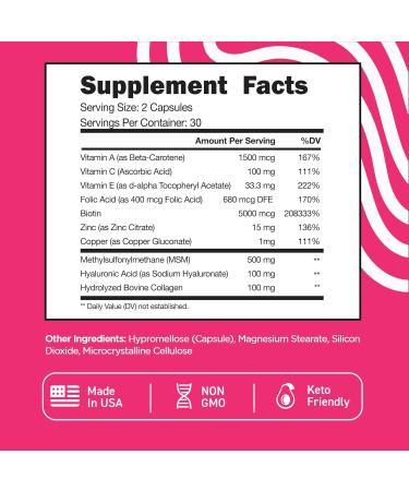 Vital Vitamins Biotin Complex 60 ct + Hyaluronic Acid Capsules 60 ct - Buy Online on GoSupps.com