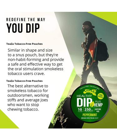 TeaZa Energy Hemp Herbal Pouches - Peppermint Flavor | Nicotine and Caffeine Free Alternative to Chewing Tobacco | 4 Pack x 10 Count - Buy Online on GoSupps.com