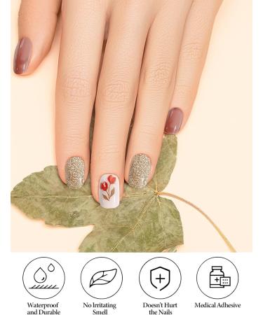 EBANKU 20 PCS Semi Cured Gel Nail Strips Full Wraps | Adhesive Gel Nail Stickers with Nail File | UV/LED Lamp Required - #16 - Buy Online on GoSupps.com