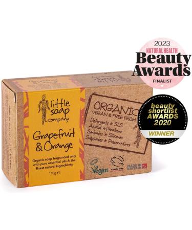 Little Soap Company Organic Grapefruit & Orange Citrus Soap Bar - Vegan, Cruelty-Free, 110g - Eco-Friendly Hand & Body Soap - Buy Online on GoSupps.com