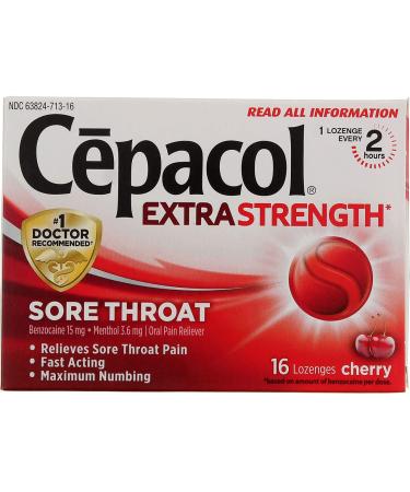 Cepacol Maximum Strength Throat Drop Lozenges Cherry 16 Count