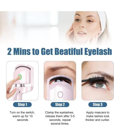 Heated Eyelash Curlers Rapid Heated Lash Curler Quick Natural Curling for Long Lasting with Sensing Heating Silicone Pad 2 Tempreture Setting & USB Rechargeable Eye Lash Curler (Pink) - Buy Online on GoSupps.com