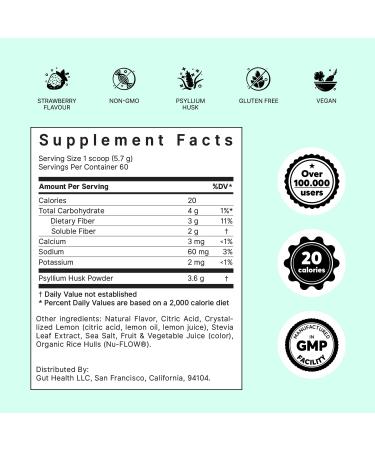 Psyllium Husk Powder ColonBroom: Vegan Gluten Free Non-GMO Fiber Supplement - 60 Servings, 12.06 oz - Constipation Relief, Bloating Relief & Gut Health - Buy Online on GoSupps.com