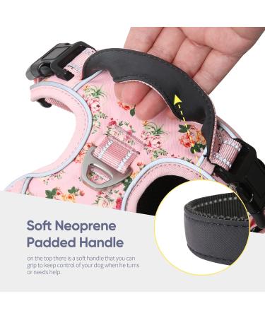 Shop Heele Dog Crockery & No-Pull Harness - Soft Reflective Padded Handle for Medium Dogs - Pink Flower Design - Buy Online on GoSupps.com