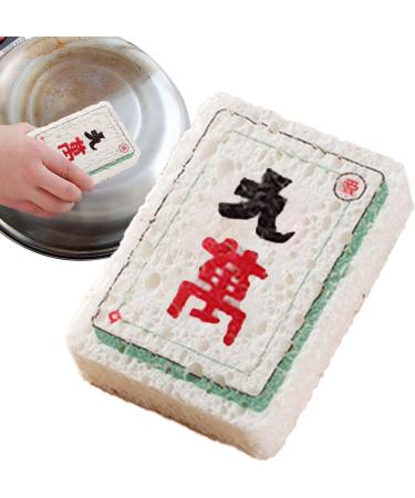 Dish Wash Sponge - Dishwasher Sponge Mahjong Design - Long-Lasting Wood Pulp Fiber Dishwasher Sponge for Kitchen Restaurants Canteens Dish Bowl Cleaning Aezon Ninety Thousand - Buy Online on GoSupps.com