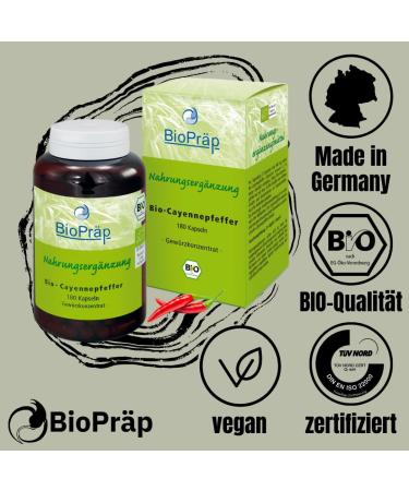 BioPr p ORGANIC Cayenne Pepper Capsules - 180 Vegan Cellulose Capsules | Certified Organic | Made in Germany - Buy Online on GoSupps.com