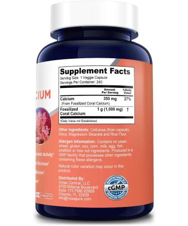 Coral Calcium 1000mg - 240 Capsules | Non-GMO & Gluten-Free - Buy Online on GoSupps.com