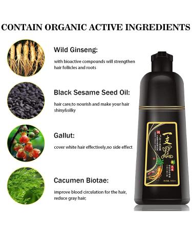 FVQUHVO Instant Black Hair Shampoo 3-in-1 with Natural Herb Ingredients - 500ML - Ideal for Gray Hair Coverage for Men & Women - Buy Online on GoSupps.com