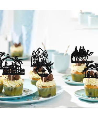 24 Pack Christmas Jesus Cupcake Toppers Jesus's Nativity Cupcake Picks Glitter Cross Cupcake Decorations for Merry Christmas Jesus's Birthday Holy Religious Party Cake Decorations Supplies Black 1-black - Buy Online on GoSupps.com