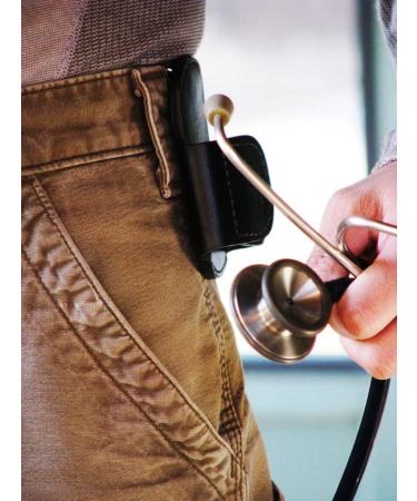 BATCLIP Black: Premium Leather Handmade Stethoscope Holder - Elegant Hip Clip for Easy and Stylish Carrying - Buy Online on GoSupps.com