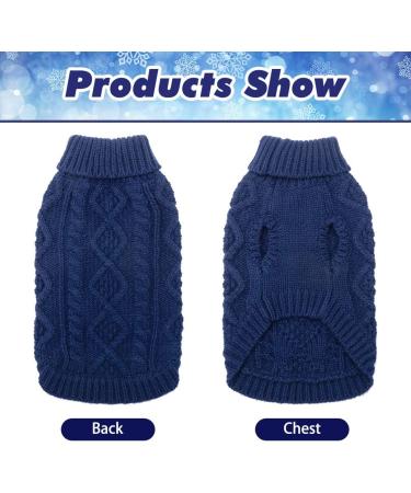 BINGPET Turtleneck Dog Jumper - Classic Cable Knit Sweater for Dogs Cats - X-Small Navy Blue | Warm Winter Pet Clothes - Buy Online on GoSupps.com