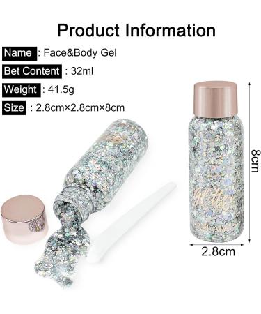 Owelth 3-Piece Body Glitter Gel Set - Mermaid Sequins Chunky Liquid Makeup for Christmas & Festival Parties | Sparkling Body & Face Decoration - Buy Online on GoSupps.com