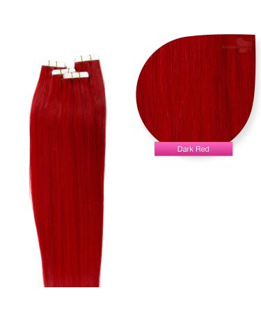 Tape In On Wefts Real Hair Extensions 50cm 20 x 2.5g Dark Red Red Weft Hair Extension 20 Wefts Dark Red