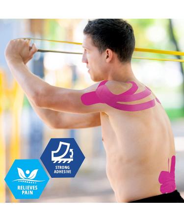 Medpride Latex-Free Kinesiology Tape 2 x 16.4 Feet - Pink - Pain Relief & Muscle Support Tape for Knee, Joints, and Injuries - Buy Online on GoSupps.com