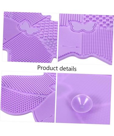 1pc Silicone Scrub Pad - Makeup Brush Cleaner Tray | Portable Beauty Brush Cleaning Instrument in Purple - Buy Online on GoSupps.com