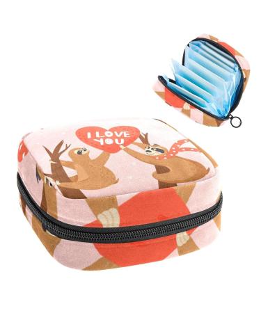 Women's bonds storage pockets Stillpad holder sloth couple happily portable period kit pocket feminine product bag for women girls color3
