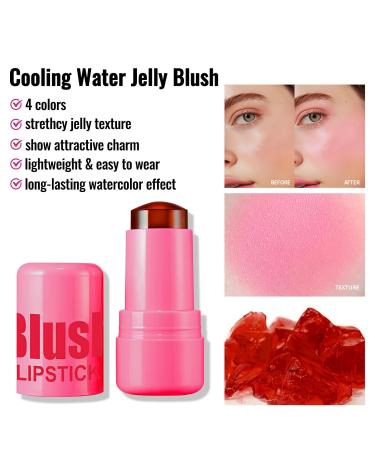 Erinde Cooling Water Jelly Tint Blush Stick | Sheer Lip & Cheek Stain | Buildable Waterproof Tinted Makeup for Long-Lasting Color - Buy Online on GoSupps.com