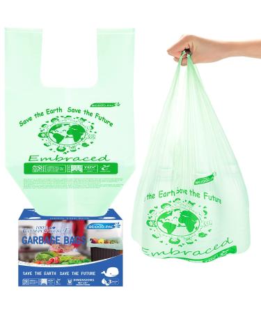 BEIDOU-PAC 100% Compostable Trash Bags, 3 Gallon Compost Bags Small Kitchen Trash Bags with Handle, 100 Count Sturdy Biodegradable Garbage Bags Food Scrap Waste Bags, ASTM D6400, US BPI Certified Handle tie 100 Count (Pack