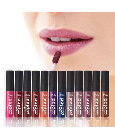 DONGXIUB 12 Color Set Waterproof Long Lasting Matte Lip Gloss - Beauty Makeup Cosmetics - Buy Online on GoSupps.com