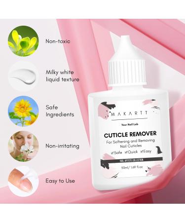 Makartt Cuticle Remover Liquid - 50ml Professional Cuticle Softener for Salon Quality Manicure & Pedicure | Instant Cuticle Cream & Dissolver for Dry Cuticles - Milk White - Buy Online on GoSupps.com