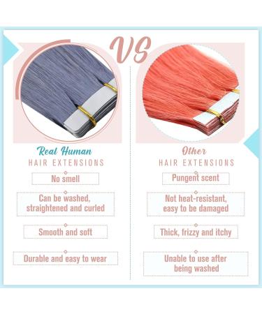 Runatur Real Hair Extensions Tape 40cm - Light Blue Human Hair Tape Extensions | 25g Stunning #LightBlue Color - Buy Online on GoSupps.com