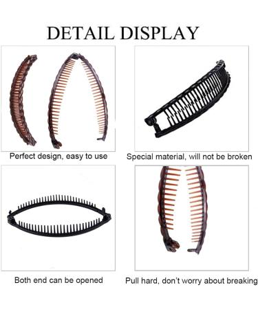 Ponytail Banana Clip 6 Pieces Banana Fish Hair Clips for Women Banana Double Comb Long Hair Clips Lightweight Banana Hair Clip for Work School Parties and Everyday Wear(Brown White Black) - Buy Online on GoSupps.com