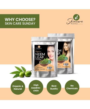 SKINCARE SUNDAY Organic Neem Leaf Powder for Skin Hair & Bath - Pure & Natural | Enhances Glow 1 Pound - Buy Online on GoSupps.com