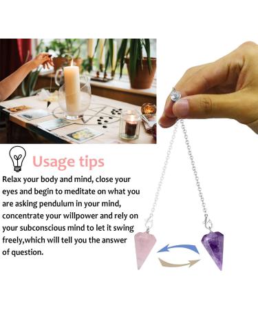 Xiannvxi 3pcs Crystal Pendulum Set - Amethyst Rose Quartz & Clear Quartz for Prophecy | Gemstone Pendulums for Reiki & Witchcraft Supplies - Buy Online on GoSupps.com