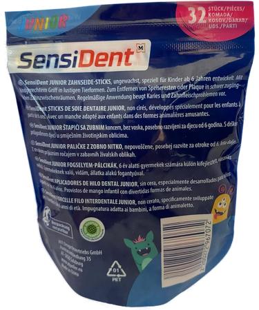 2x SensiDent Child-Friendly Dental Floss Sticks - Unwaxed 16 Pieces for Kids Age 6+ | International Shipping Available - Buy Online on GoSupps.com