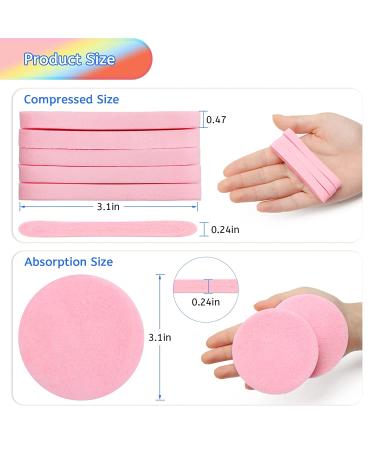 120 Pcs Luxiv Facial Sponge Compressed - Round Wash Face Sponges for Women - Exfoliating Makeup Removal Sponge (Pink) - Buy Online on GoSupps.com