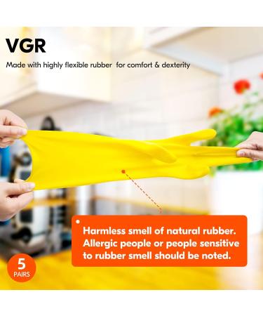VGO 5 Pair XL Reusable Household Cleaning Gloves - Extra Thick Rubber Dishwashing Gloves for Kitchen Gardening & Painting - Yellow HH4601 - Buy Online on GoSupps.com