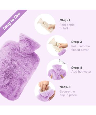 Cooyou 2L Hot Water Bottle with Fluffy Cover - Purple | Hot & Cold Compress for Pain Relief - Buy Online on GoSupps.com