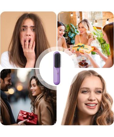Buy Cordless Hot Comb Straightener Brush - USB Rechargeable 3D Comb Tooth Anti-Scald 3 Temp Settings for Soft Smooth Hair - Purple | International Shipping Available - Buy Online on GoSupps.com