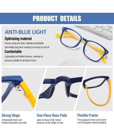Duco Tr90 Blue Light Blocking Glasses for Kids | Anti-Glare Gaming Glasses for Boys & Girls Ages 5-10 | K028 Blue Yellow - Buy Online on GoSupps.com