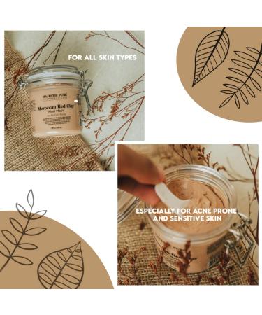 MAJESTIC PURE Moroccan Red Clay Facial Mud Mask with British Rose - 10 oz - For Pore Cleansing, Acne, and Blackheads - Buy Online on GoSupps.com