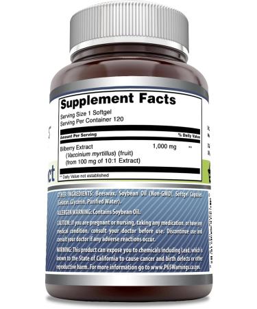 Amazing Formulas Bilberry Extract Supplement 1000 Mg 120 Softgels | Rich in Vitamins | Pure Bilberry Extract - Buy Online on GoSupps.com