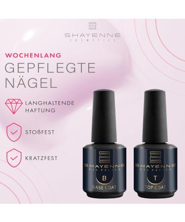 Shayenne Base & Top Coat Set 15ml - UV LED Gel No Sweat Layer Perfect Nail Polish Duo for Flawless Nails - International Shipping Available - Buy Online on GoSupps.com