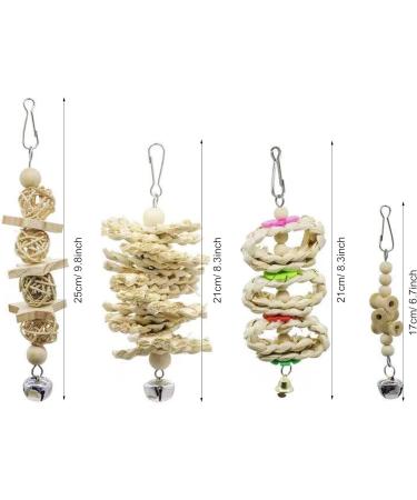 Allazone Bird Parrot Toys 14 PCS Hanging Bell Pet Bird Cage Hammock Swing Toy Bird Perch Toys Wooden Chewing Toy for Conures Love Birds Small Parakeets Cockatiels Macaws Style A - Buy Online on GoSupps.com