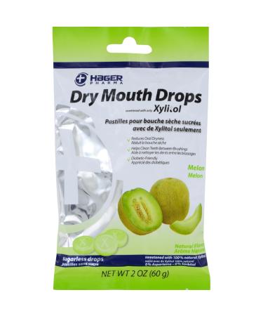 Hager Pharma Dry Mouth Drops - Melon - Sugarless - 2 oz (Pack of 2)