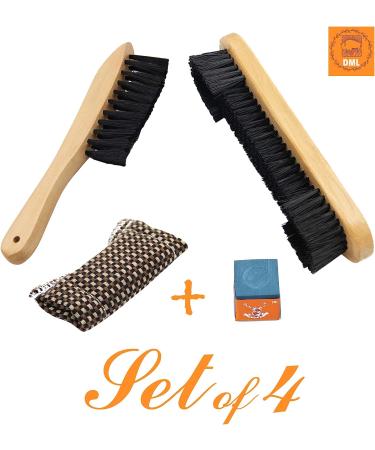 Billiards Pool Table Cleaning Tools Kit - Set of 4 Brushes with Shaft Slicker, Cue Chalk Cube, and Felt Cloth - Premium Wooden Billiard Accessories - Buy Online on GoSupps.com