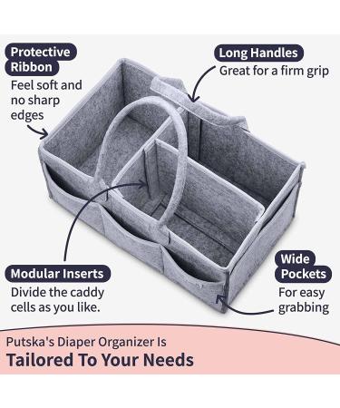 Putska Baby Diaper Caddy Organizer - Nursery Basket Gift Registry Essential for Baby Shower | Neutral Newborn Must-Haves for Boy or Girl Nursery Decor - Buy Online on GoSupps.com