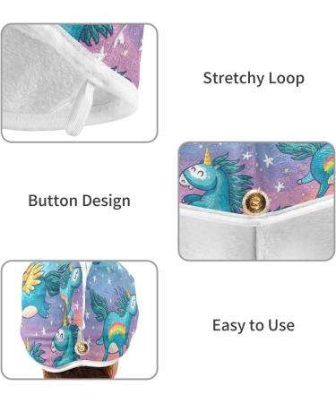 Unicorns Flying in Rainbow Sky Hair Drying Towels - Microfiber Hair Turbans for Curly Hair | 2 Pack for Women - Buy Online on GoSupps.com