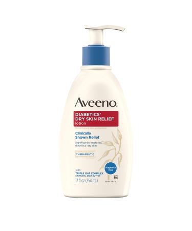Aveeno Diabetics' Dry Skin Relief Lotion with Triple Oat Complex & Natural Shea Butter  Steroid-Free & Fragrance-Free Dimethicone Skin Protectant for Diabetic Skin Care  12 fl. oz