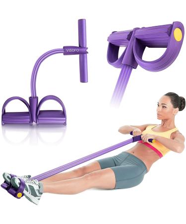 Pedal Resistance Band, 4-Tube Fitness Ankle Puller Yoga Handle Bands Exerciser, Multifunction Trainer EZ Workout Women Tension Rope for Body X Abdomen, Waist, Arm, Tummy Exercise Stretching Training