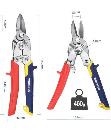 WORKPRO 10" Tin Snips Straight Cr-V Steel Aviation Snips Compound Snips for Cutting Aluminum & Metal Sheets or as Household Scissors - Buy Online on GoSupps.com