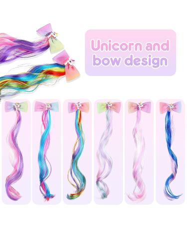 6 Colors Unicorn Bow Clips with Glitter Butterfly Hair Extensions - Princess Dress Up Headdress for Girls - Buy Online on GoSupps.com